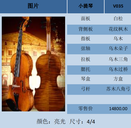 斯托立克拉克小提琴V035